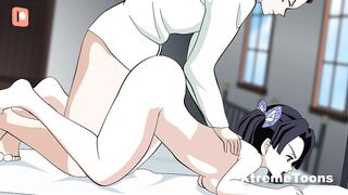 Tajiro fucks Aoi in Shinobu's infirmary - Demon Slayer hentai