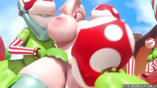 FUTA Princess Peach cumming from deepthroat blowjob 3D animation