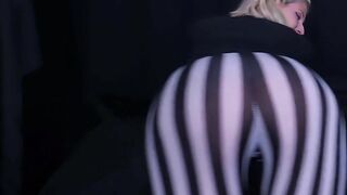 Coworker is SUCH a Tease Ass in Striped Leggings - ass tease - ass fetish - downblouse - cleavage