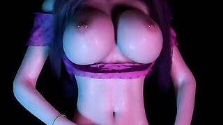 3D big boobs slut whore with cute tattoo