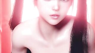 3D cute Asian college slut shaking her perfect body