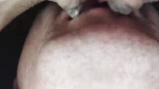 Teen's wet pussy is licked dripping pussy close up