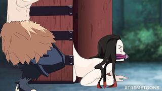 Inozuke and Nezuko having fun under the moonlight - Demon Slayer Hentai