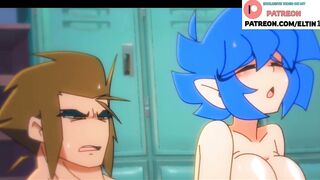 Elf Girl Hard Fucked In Sport Locker Room And Getting Cum In Mouth | Cartoon Hentai 60fps