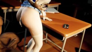 3D cute cosplay Asian slut naked her huge boobs wearing sexy JK dress