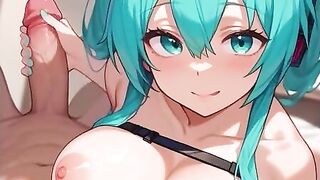 Hatsune Miku got her both holes drilled hentai animation