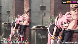 Sonic Hentai - Amy Sexy on bed play my big tits