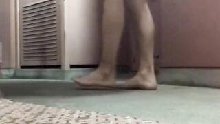 Masturbation naked in front of the entrance.玄関前で全裸露出オナニーしてたらバレそうになった//