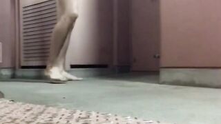 Masturbation naked in front of the entrance.玄関前で全裸露出オナニーしてたらバレそうになった//