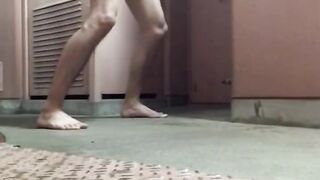 Masturbation naked in front of the entrance.玄関前で全裸露出オナニーしてたらバレそうになった//