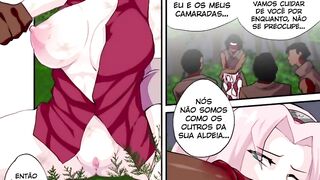 Sakura em orgia com ninjas pretos