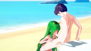 Lum and Ataru Hentai 3D Blowjob on the beach