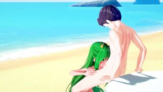 Lum and Ataru Hentai 3D Blowjob on the beach