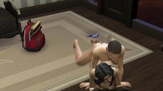 Hentai | Ebony | Milf cuck watches his wife cheating on him | sims