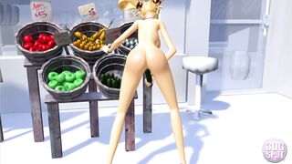 3DGSPOT - Horny Teen Can't Resist Getting Both Holes Fucked With Vegetables! 3D CARTOON PORN!