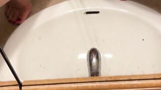 Piss Slut pissing in sink before shower!